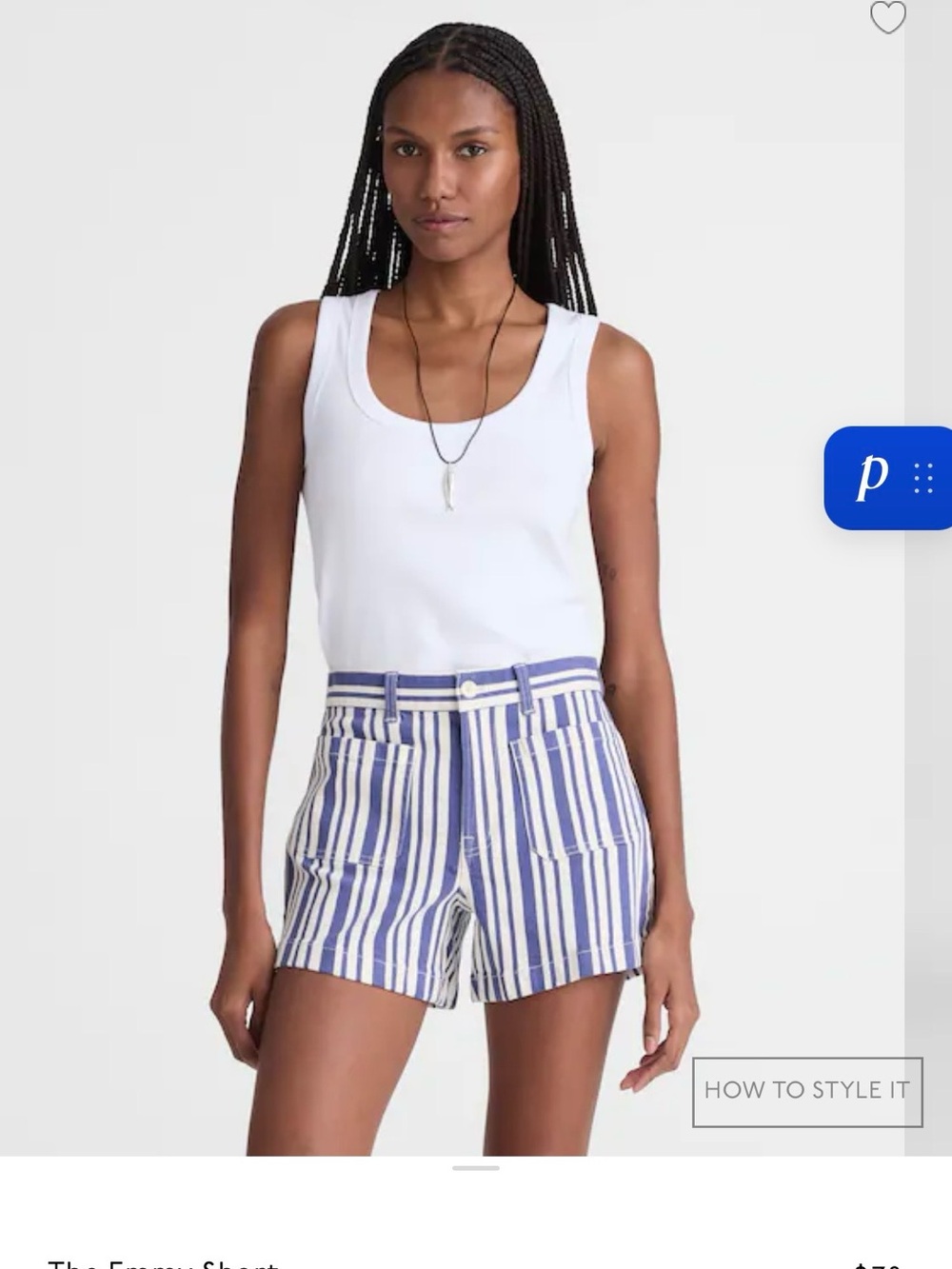 NWT-Madewell Emmy Stretch short size 32-Striped Blue and White